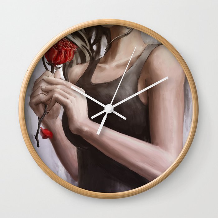 Girl With Rose Wall Clock