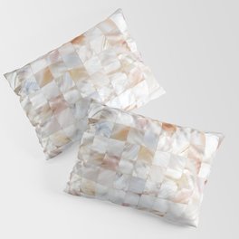 Mother of Pearl, Exotic Tiles Photography, Neutral Minimal Geometrical Graphic Design Pillow Sham