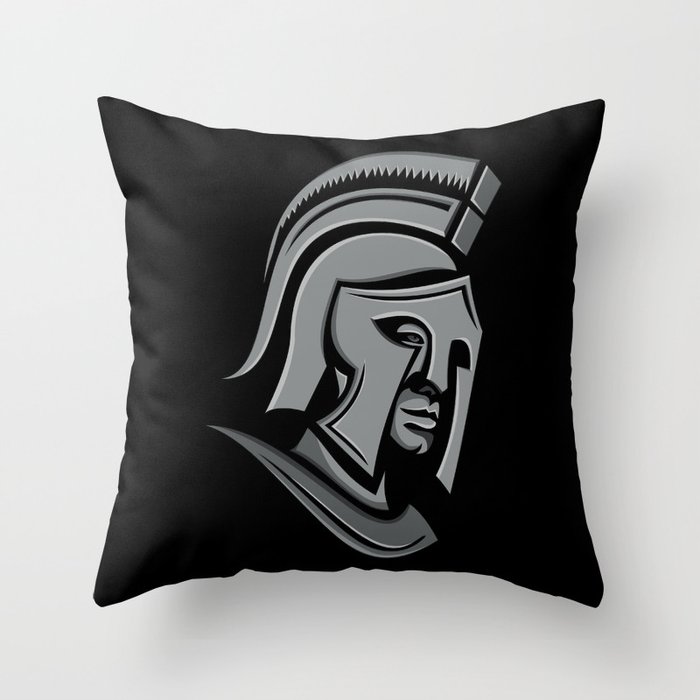 Spartan Warrior Head Metallic Icon Throw Pillow