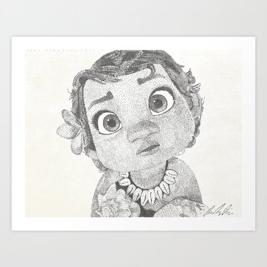 Baby Moana Pointillism Art Print By Paopaoriver Society6