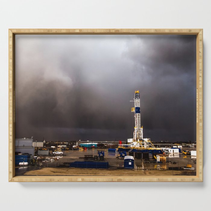 Oil Rig Storm Passes Behind Derrick In Central Oklahoma Serving