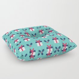 Christmas Pattern Turquoise Gifts Holly Floor Pillow
