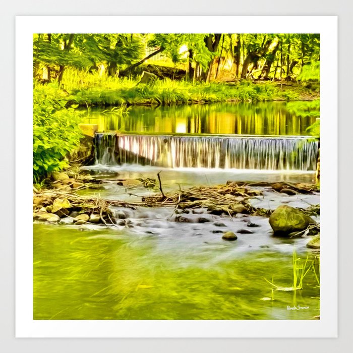 The Sunlit Waterfall Art Print