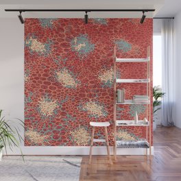 Boho dots and spots on red Wall Mural