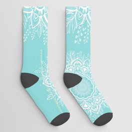 mandala bohemian embellishments floral medallion turquoise Socks
