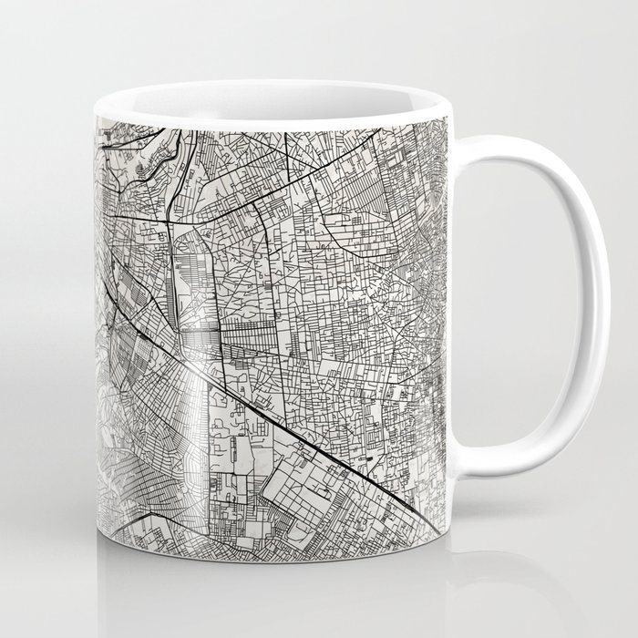 Luanda, Angola - Illustrated Map - Black and White  Coffee Mug