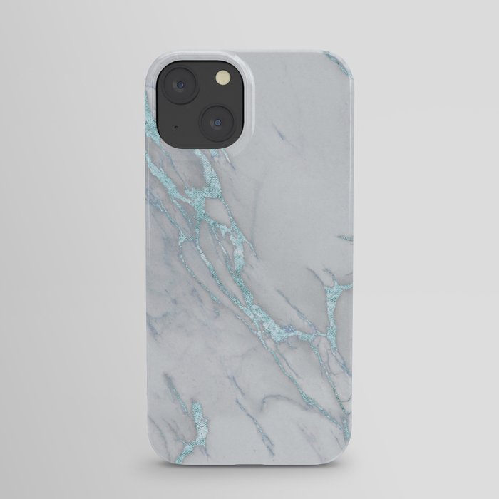 Marble Love Sea Blue Metallic iPhone Case