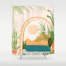 Baja California Villa Landscape Shower Curtain