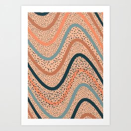 Flowy Abstract Polka Dots Art Print