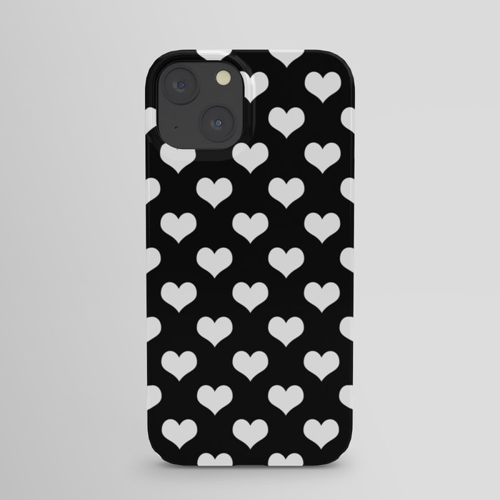 Black And White Hearts Minimalist Line Drawing iPhone Case