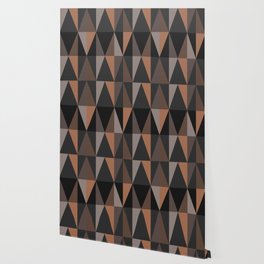 MidCentury Modern Triangles Dark Sepia Wallpaper