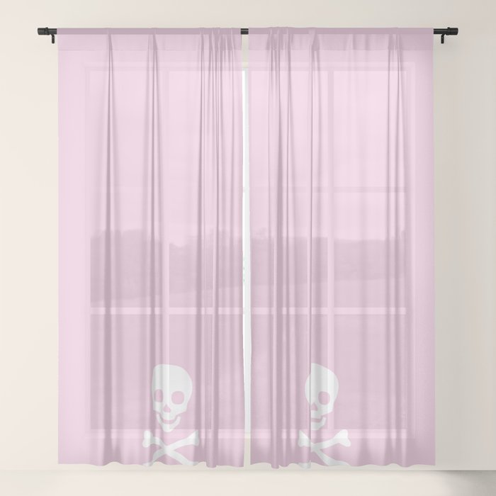 Skull Light Pink White Sheer Curtain By Characterassassination