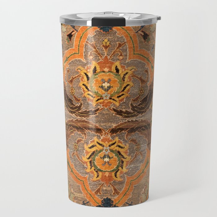 Antique Distressed Floral and Palm Leaves Travel Mug