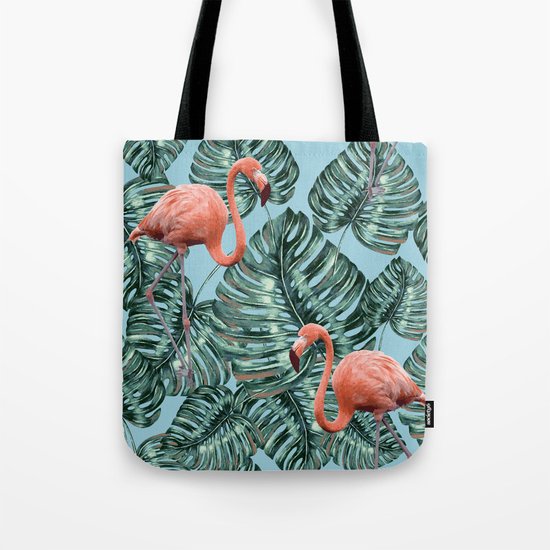 Whimsical Flamingo Pattern #society6 #decor #buyart Tote Bag