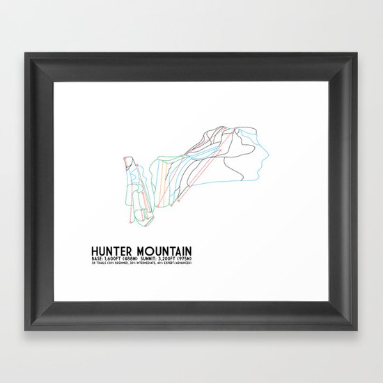 Hunter Mountain, NY - Minimalist Trail Art Framed Art Print