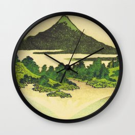 Izanawa Crossing Wall Clock | Japan, Landscape, Vintage, Forest, Oriental, Japanese, Asian, Hills, Oil, Mountain 