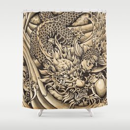 Japanese dragon and Koi fish Shower Curtain
