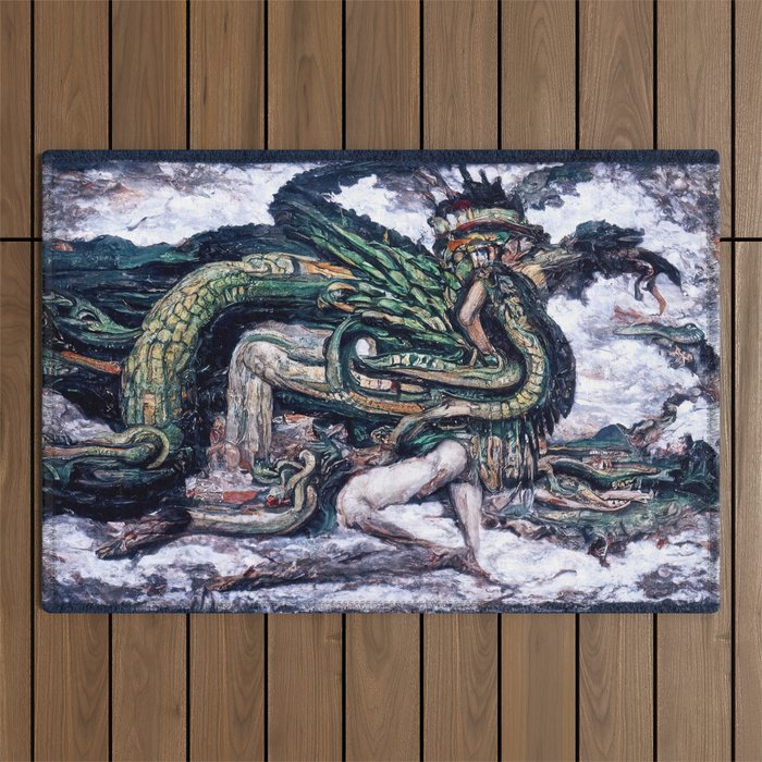 Quetzalcoatl, The Serpent God Outdoor Rug