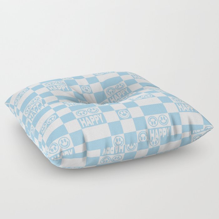 HAPPY Checkerboard (Morning Sky Light Blue Color) Floor Pillow