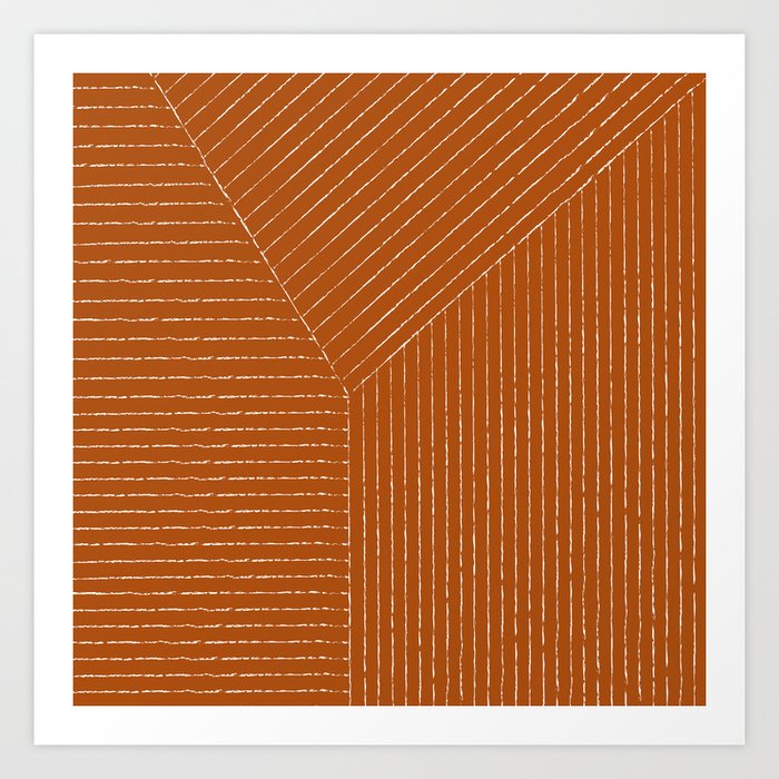 Lines (Rust) Kunstdrucke | Graphic-design, Lines, Muster, Rust, Brown, Red, Orange, Mid-century-modern, Boho, Lineart