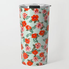Seamless ditsy pattern in small cute wild flowers. Simple bouquets. Liberty style millefleurs. Floral background Travel Mug