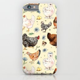 Chickens and Chicory iPhone Case | Watercolor, Chicken, Hens, Flowers, Silkie, Chicks, Painting, Orpington, Floral, Spring 