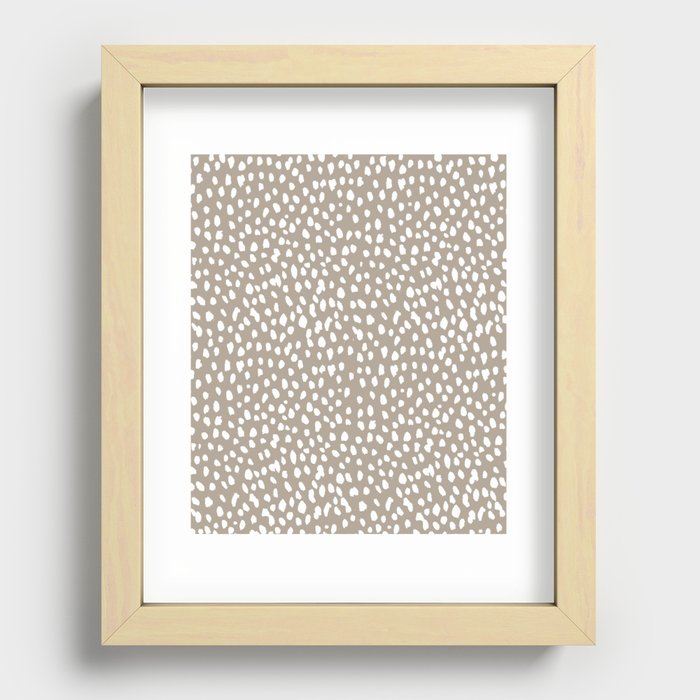 White on Dark Taupe spots Recessed Framed Print