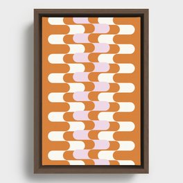 Mid-Century Modern Waves - Orange and Blush Pink Framed Canvas