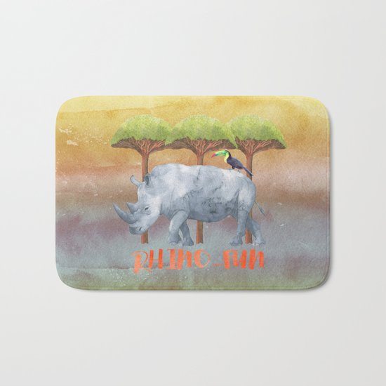 RHINO - FUN - rhinoceros - Africa Animal on #Society6 Bath Mat