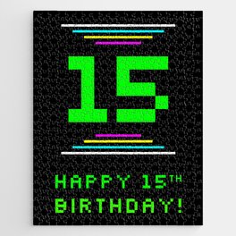 [ Thumbnail: 15th Birthday - Nerdy Geeky Pixelated 8-Bit Computing Graphics Inspired Look Jigsaw Puzzle ]