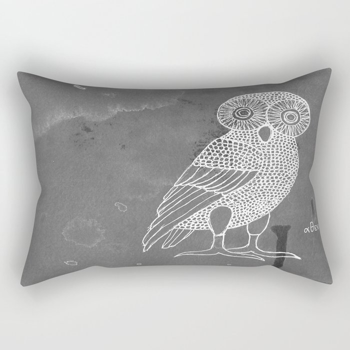 ATHENA'S OWL IN GREY BACKGROUND  Rectangular Pillow