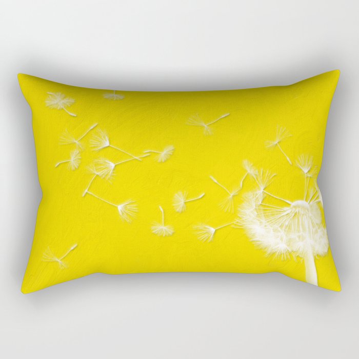Windblown Dandelion - Yellow Rectangular Pillow