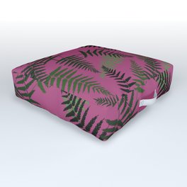 Fern Leaf Pattern on Magenta Background Outdoor Floor Cushion
