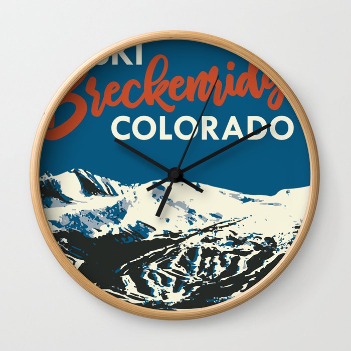 Blue Breckenridge Vintage Ski Poster Wall Clock