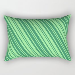 [ Thumbnail: Light Green and Sea Green Colored Lines/Stripes Pattern Rectangular Pillow ]
