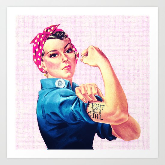 Fight Like A Girl Rosie The Riveter Girly Mod Pink Art Print