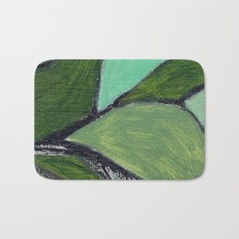 Sap Green Abstract Art Bath Mat | Sap, Landscape, Shapes, Painting, Graphicdesign, Contemporary, Geometric, Lines, Modern, Pattern 