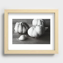 Garlic Black and White Food Photography Recessed Framed Print