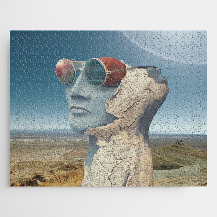 sculpture face strange desert Jigsaw Puzzle