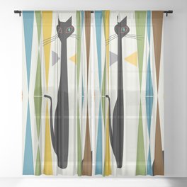 Mid-Century Modern Art Cat 2 Sheer Curtain