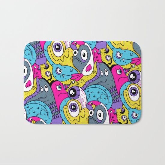 Idiot Bird Pattern Bath Mat