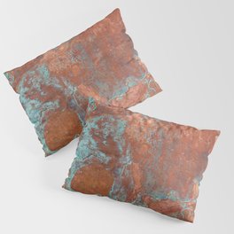 Tarnished Metal Copper Aqua Texture - Natural Marbling Industrial Art  Pillow Sham