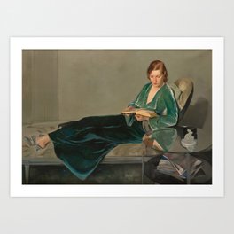 Woman Reading Book, Vintage Woman Portrait Art Print