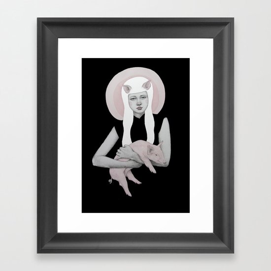 Peonia in Black Framed Art Print