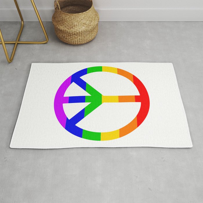 Rainbow Peace Sign Rug