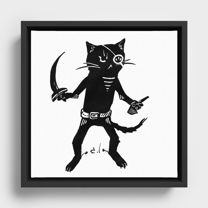Black pirate cat Framed Canvas