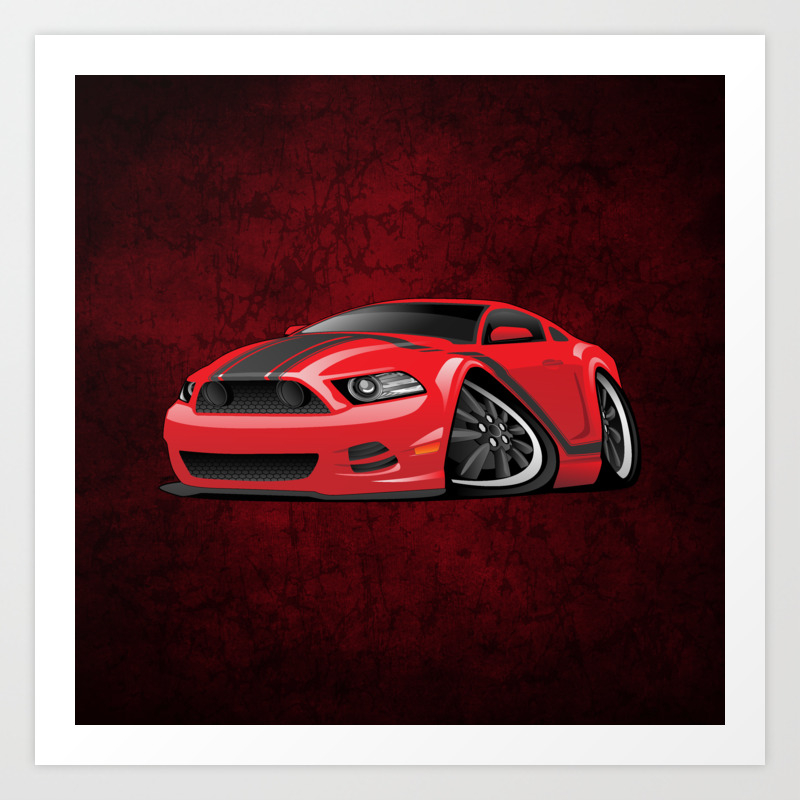 Modern American Muscle Car Cartoon Art Print By Hobrath Society6