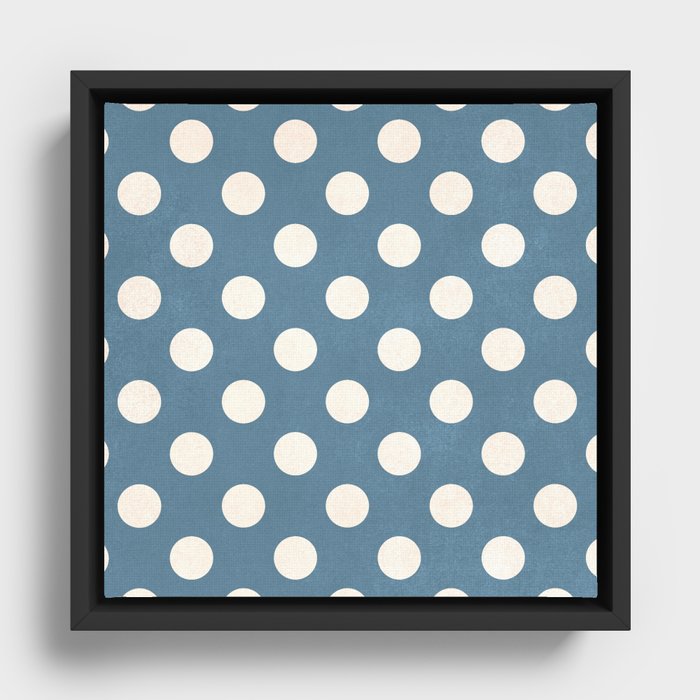 Blue & Ivory Spotted Print Framed Canvas