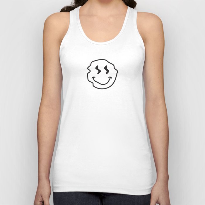Wonky Smiley Face - Black and Cream Tank Top