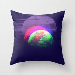 Fantasy abstract glitch moon Throw Pillow